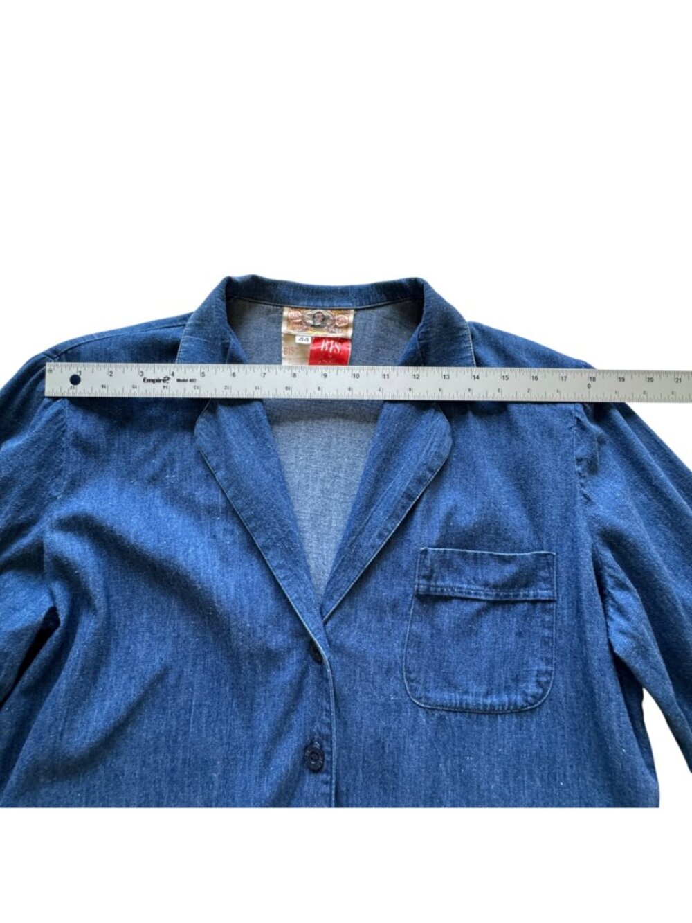 Vintage BIS Denim Shirt Women's Size 44 - US 12 Blazer Style Long Sleeved 1980s - Picture 11 of 16